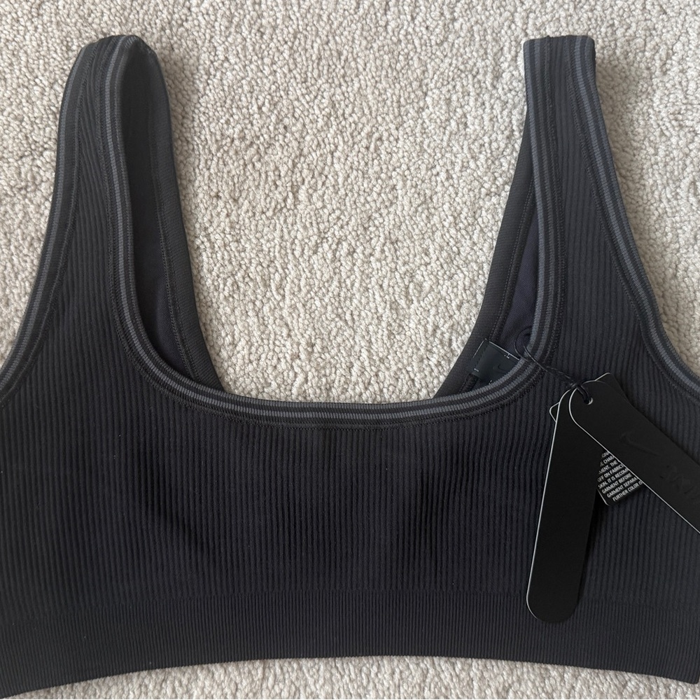 SKIMS Black Ribbed Sports Bra